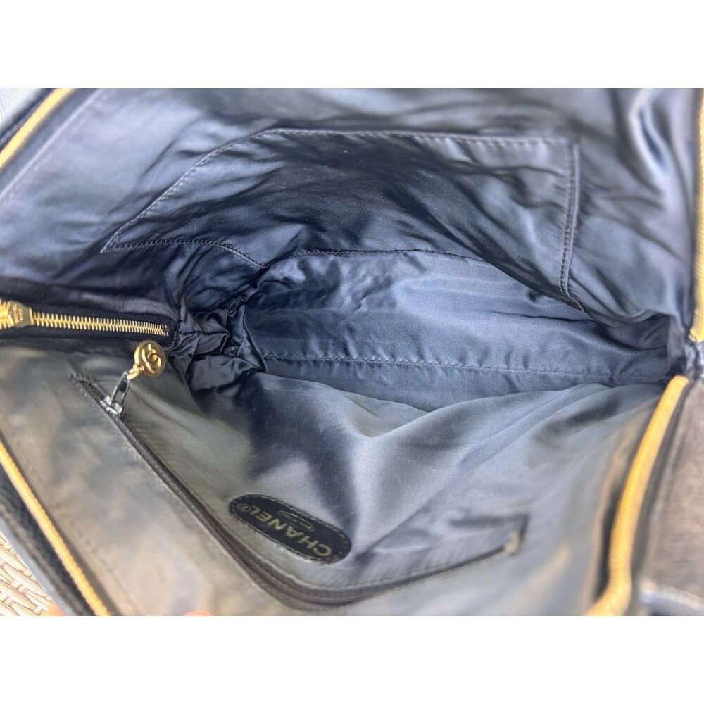 Authentic Chanel black caviar leather embroidered mini tote - Picture 14 of 16